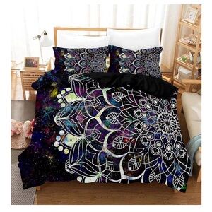 Black and Blue Mandala Duvet Cover Set